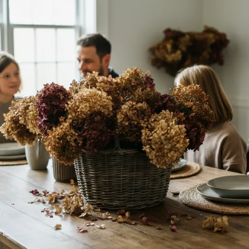 A Basket of Dried Hydrangeas
