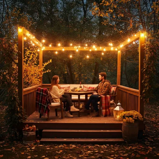 Dreamy Autumn Evening with Patio String Lights