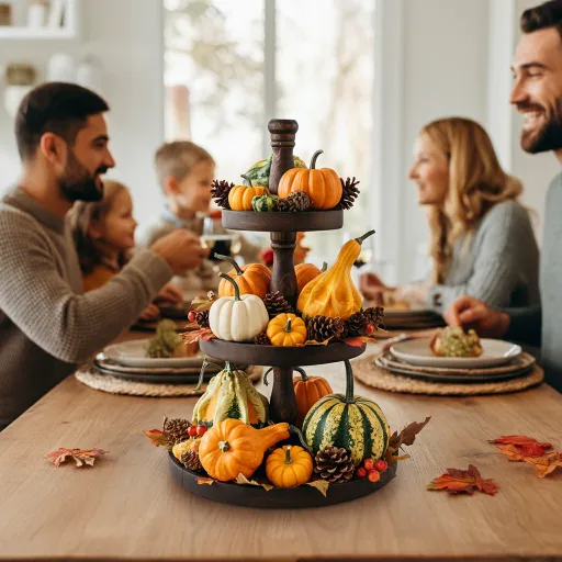 Mix of Gourds in a Tiered Stand