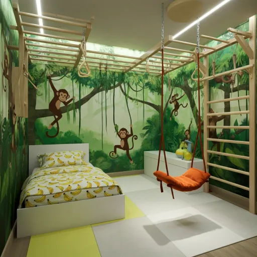 Monkey Bars and Swing Jungle Gym Room 