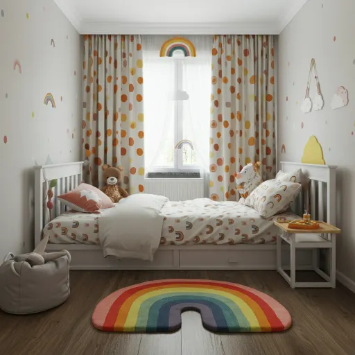 Whimsical Charm in Kids Rainbow Bedroom