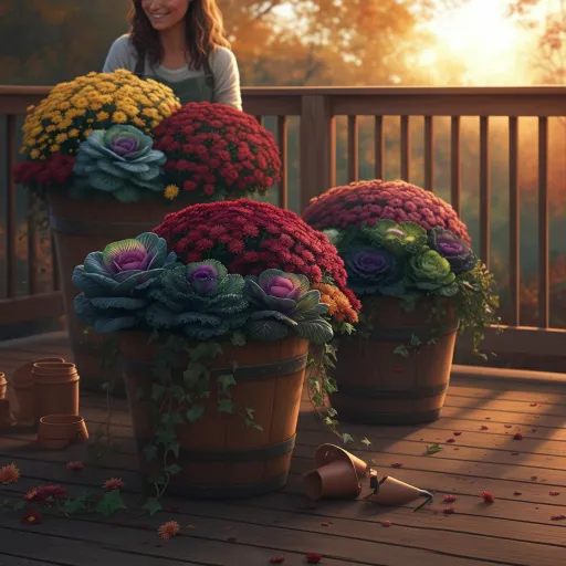 Autumn Planters with Mums & Kale