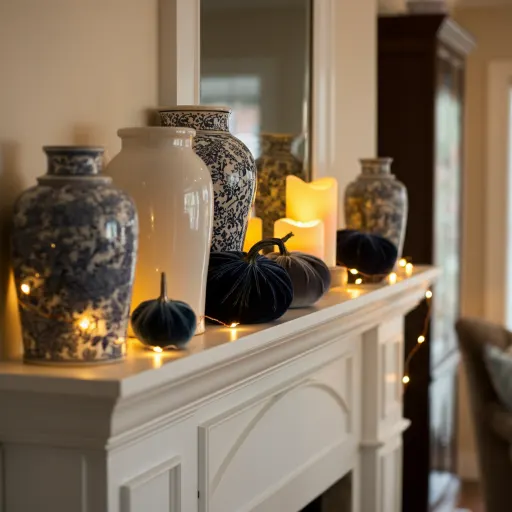 Blue and White Mantel Display