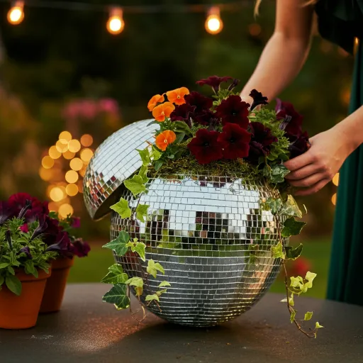 Disco Ball Hanging Basket Idea