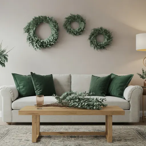 . Fall Living Room Ideas with Green Accents