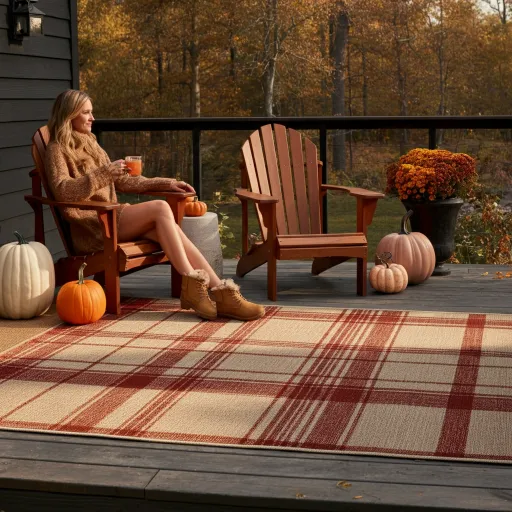 Layered Outdoor Rugs in Warm Tones