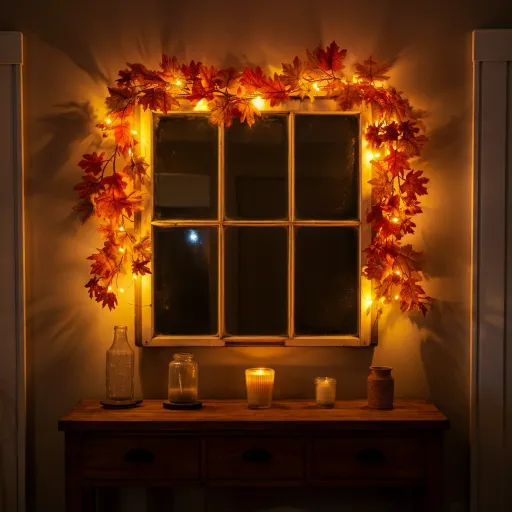 Vintage Window Frame with Leaves