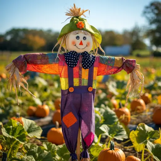 Whimsical Bright-Colored Scarecrow