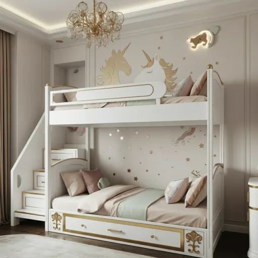 White & Gold Luxe Unicorn Bunk