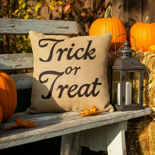 Rustic Burlap “Trick or Treat” Pillow