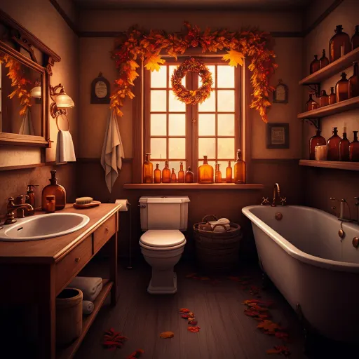 Cozy Fall Bathroom with Wreath Decor