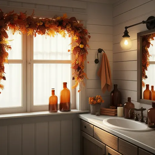 Farmhouse Bathroom Styled for Fall