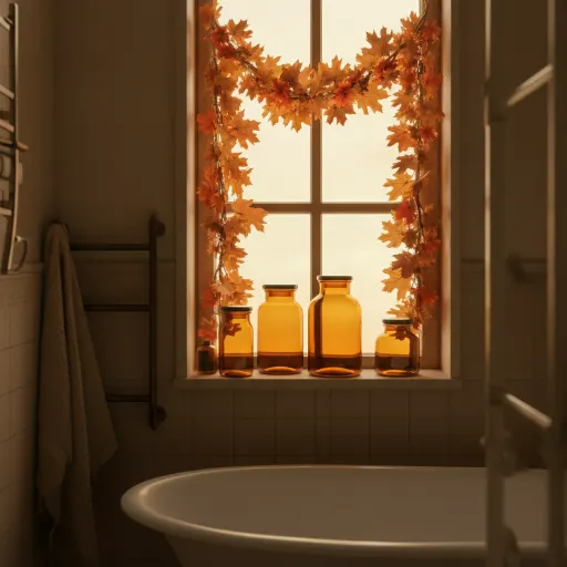  Festive Window Frame with Autumn Leaves