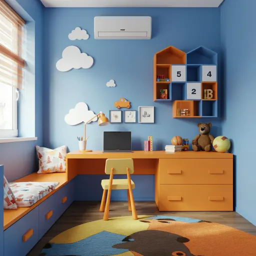 Orange and Blue Kids Bedroom Ideas