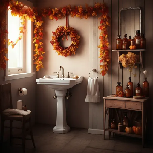 Autumn Window Garland Bathroom