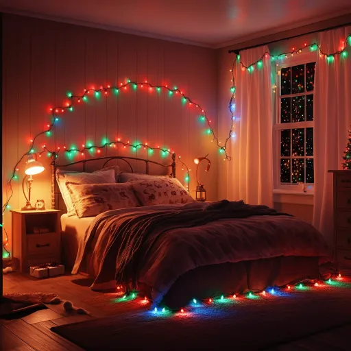Bright and Rich Christmas Lights in the Bedroom