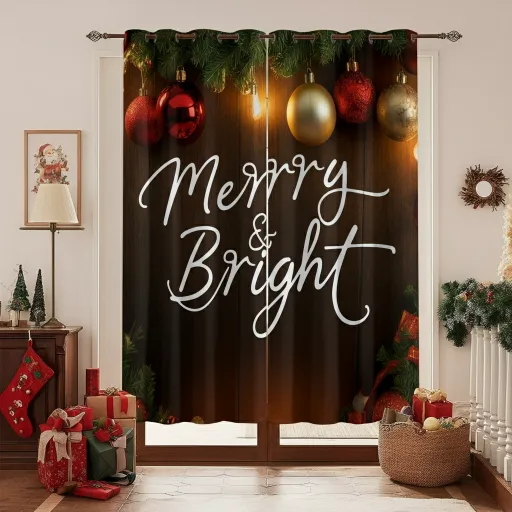 Curtain Panels with Christmas Quotes