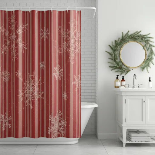 Classic Red & White Christmas Curtain