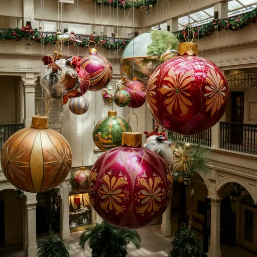 Colorful Oversized Ornaments Overhead