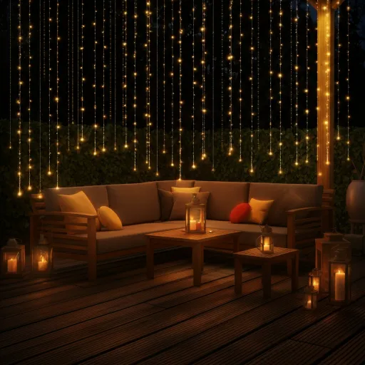 Curtain Lights Behind the Deck Seating Area