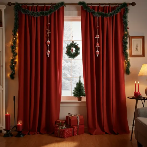 DIY Red Curtains with Ornaments