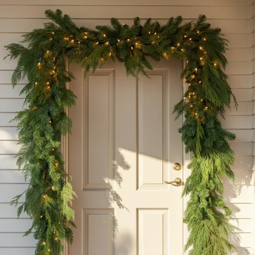 Evergreen Garland Wrapped Around the Door