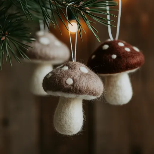 Felt Mushrooms With Cozy Personality