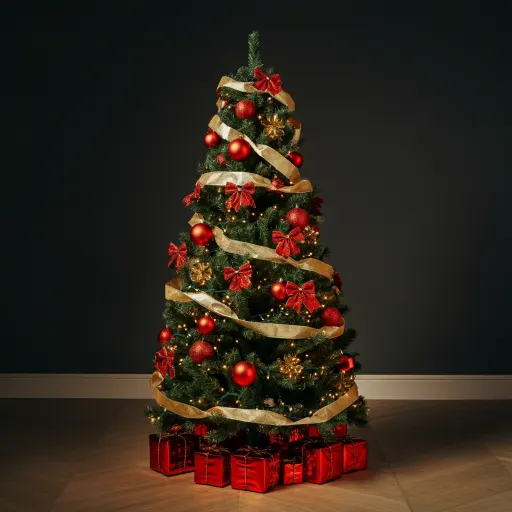 Festive Red and Gold Pencil Christmas Tree