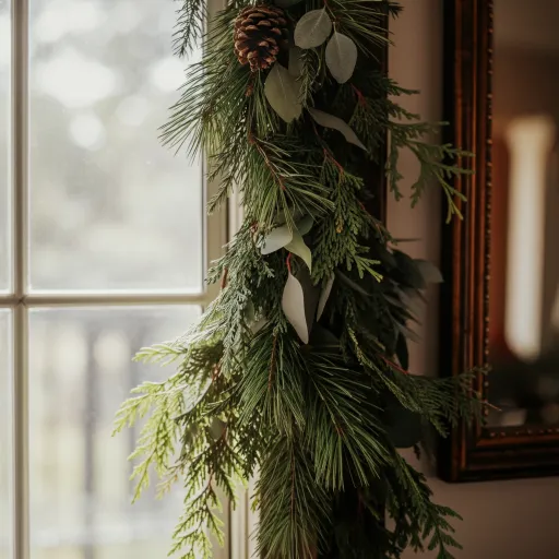 Rustic Burlap Garland with Pinecones