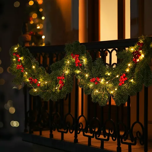 Create a Lighted Garland Across the Railing