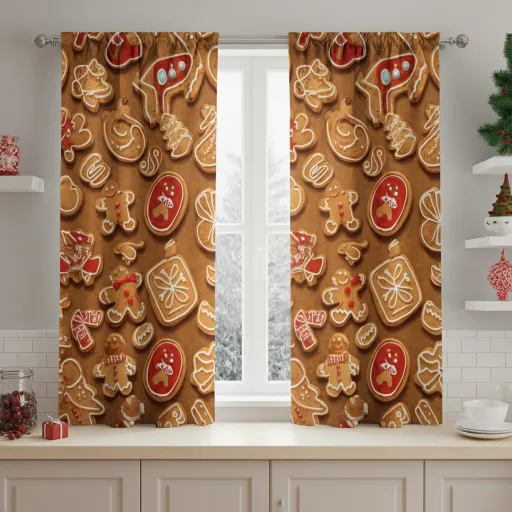 Gingerbread-Themed Window Curtains
