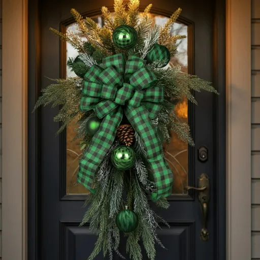 Green Plaid Christmas Door Theme