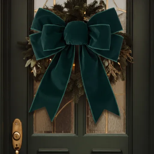 Green Velvet Bow Holiday Door Look