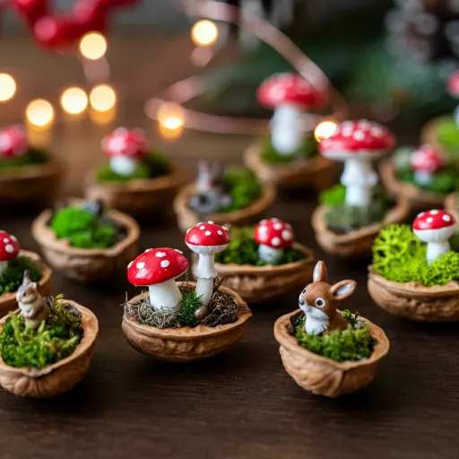 Mini Mushroom Worlds in Walnut Shells
