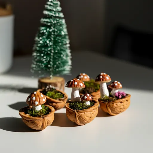 Mini Mushroom Worlds in Walnut Shells