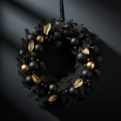 Modern Matte Black Ornament Wreath