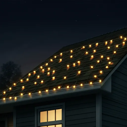Net Lights Over Roof Shingles