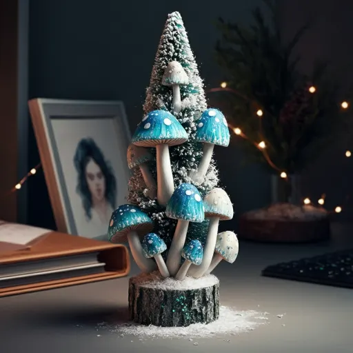  Painted Mushrooms in Snowy Forest Style