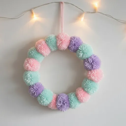 Pastel Christmas Pom Pom Wreath