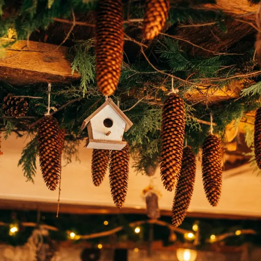 Pinecones and Birdhouse Ceiling Display