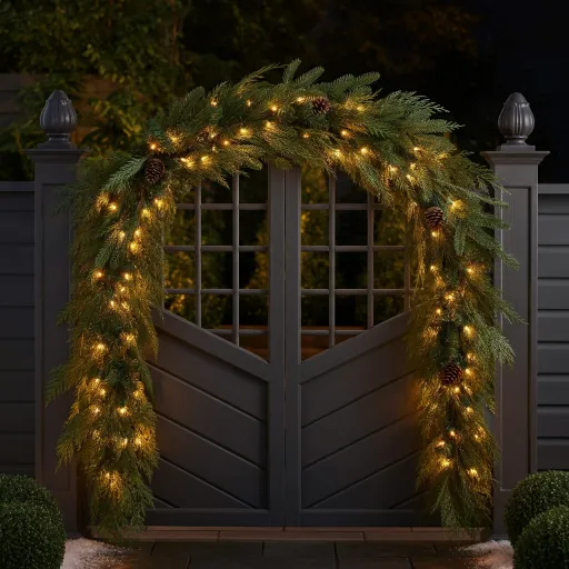 Pre-Lit Christmas Swag for the Center Gate