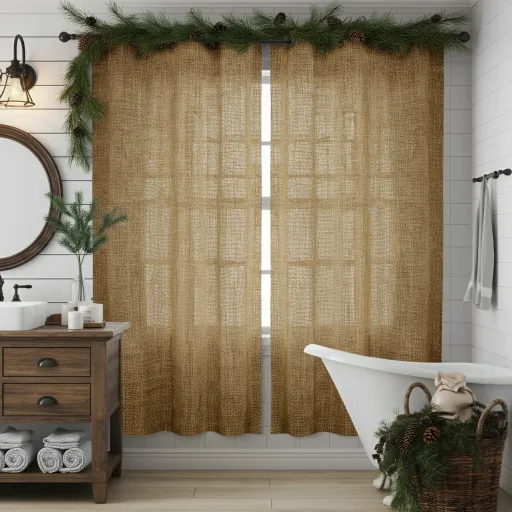 Rustic Burlap Christmas Curtain