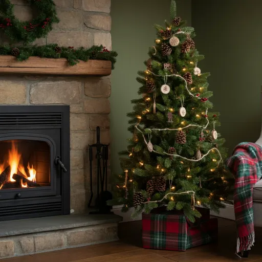 Rustic Fireplace Pencil Christmas Tree