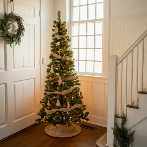 Rustic and Elegant Pencil Christmas Tree Entryway
