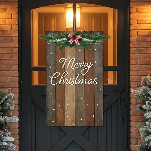 Rustic Wooden Sign With Holiday Message