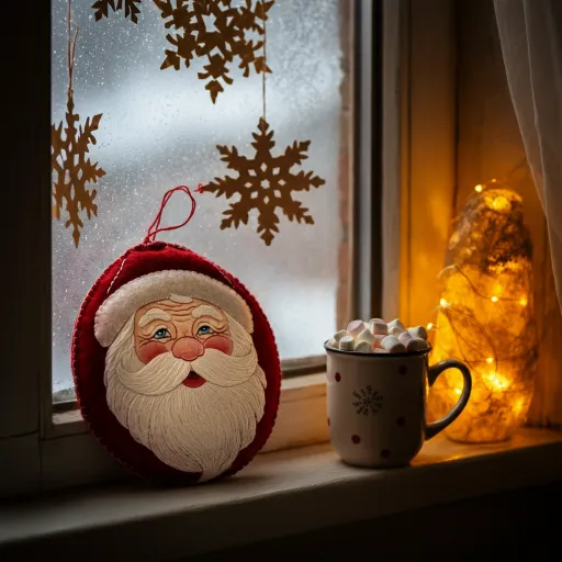 Santa on Window Sill with Snowflakes