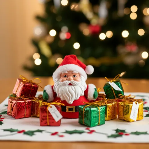 Santa with Gift Boxes & Ribbon