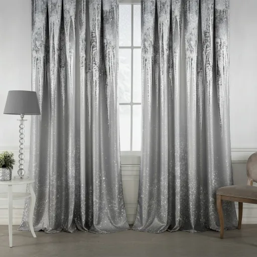 Silver and White Icicle Curtains
