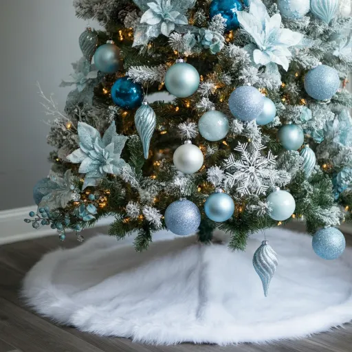 Snowy Blue and White Pencil Christmas Tree Corner