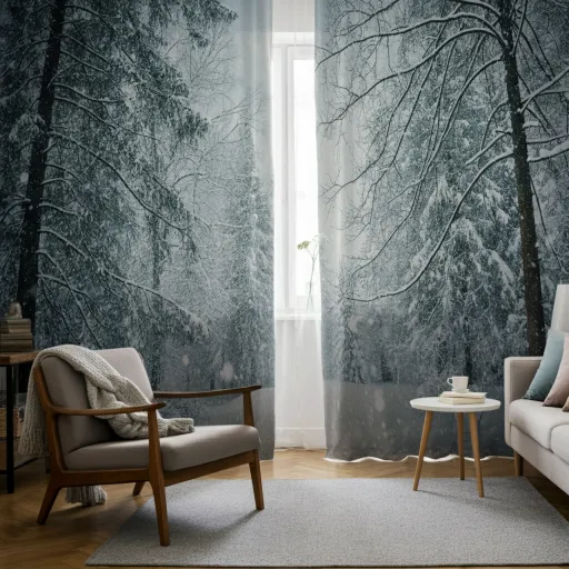 Snowy Forest Print Curtains